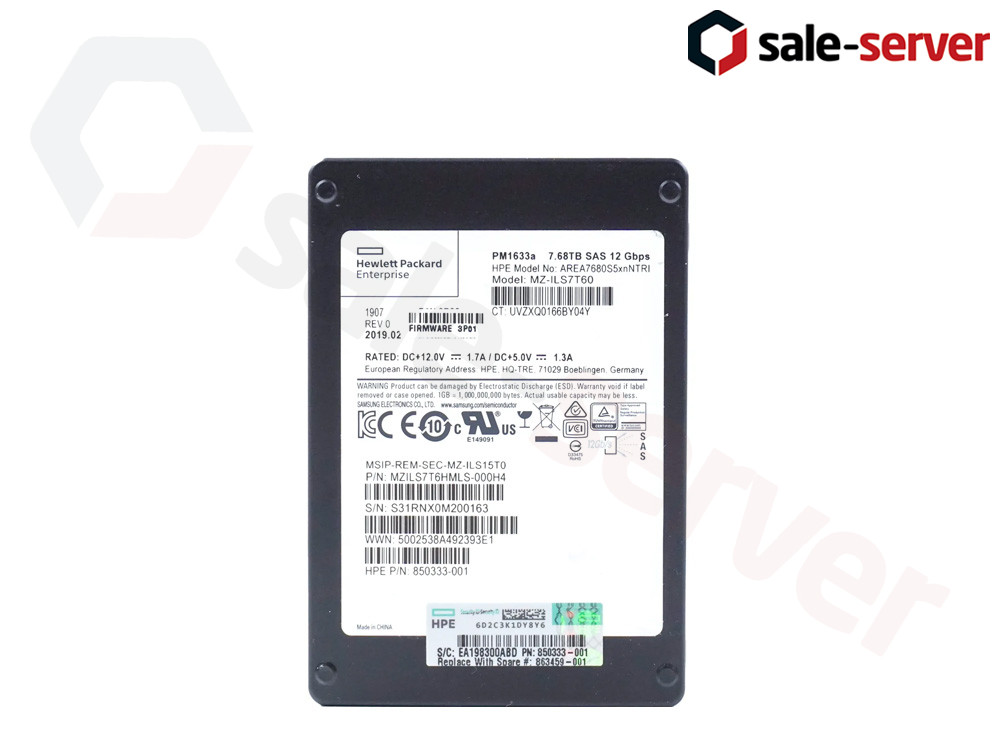 SSD HPE 3PAR AREA7680S5xnNTRI 7.68Tb SAS 12Gb/s